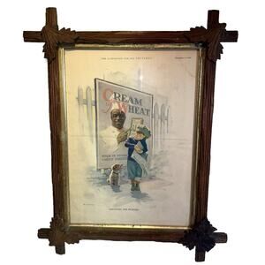 Antique Cream Of Wheat Print Cereal Ad Counting His Pennies In Frame 1924